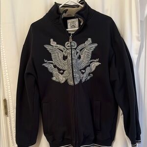 Ecko Unlimited Black Bomber Jacket with Gray Eagle Design